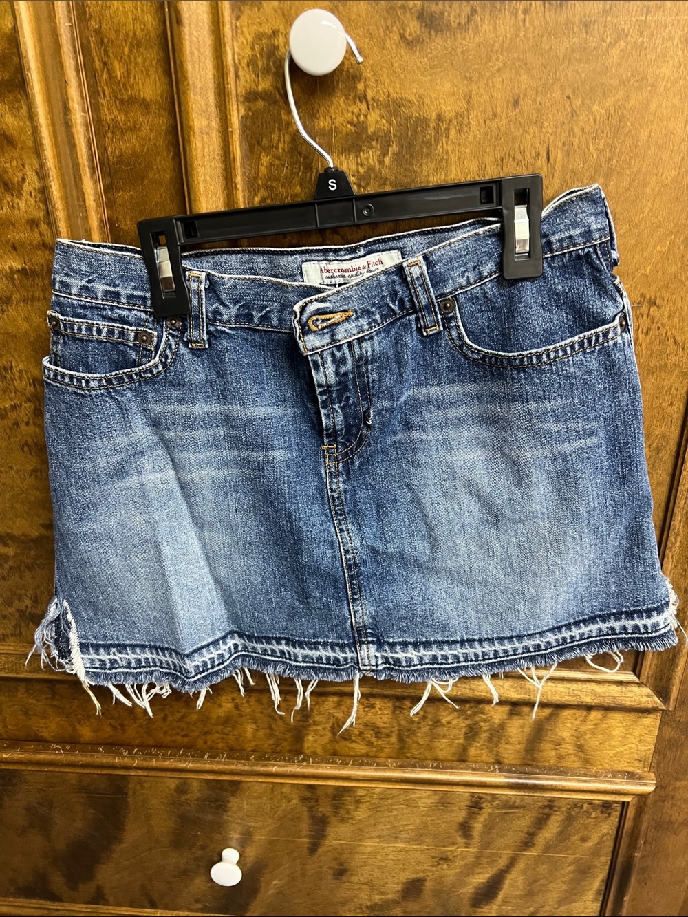 Abercrombie & Fitch Light Blue Factory Distressed Denim Mini Skirt